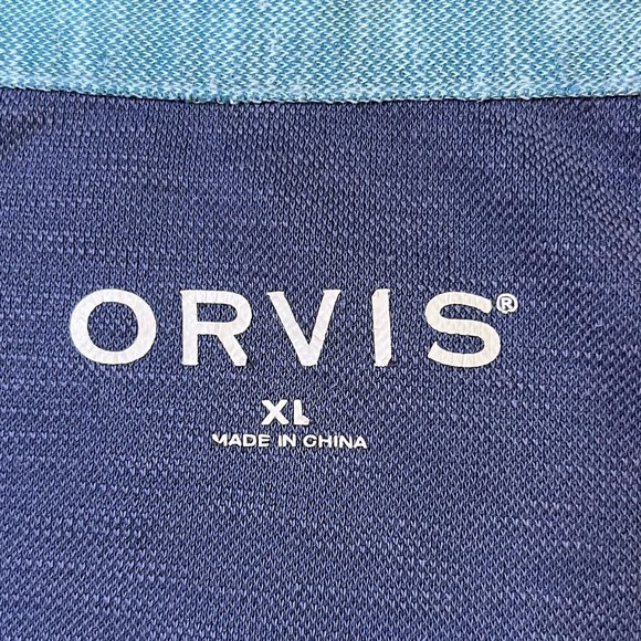 Orvis Men’s Modal Blend Polo Medium Blue Color with Light Blue Accents  XL - Picture 8 of 10